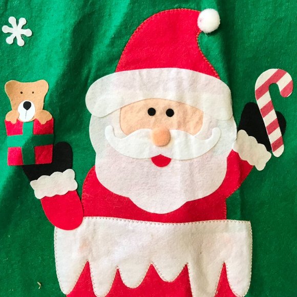 Vintage Christmas Tree Skirt Santa Chimney Felt Teddy Bear Candy Cane Snowflake - Picture 5 of 12